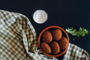 Mediterranean Falafel bowl with side dip