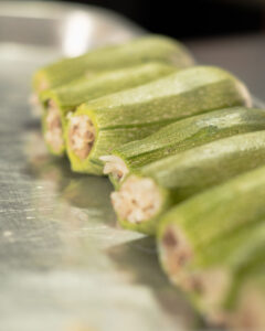 Mediterranean stuffed zucchini platter prepared by Toronto's Teta's Catering.